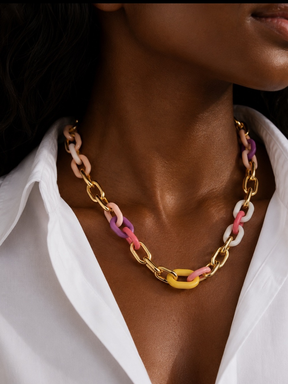 New! 18K Gold Plated Colorful Link Chain Dopamine Necklace NWOT 2017